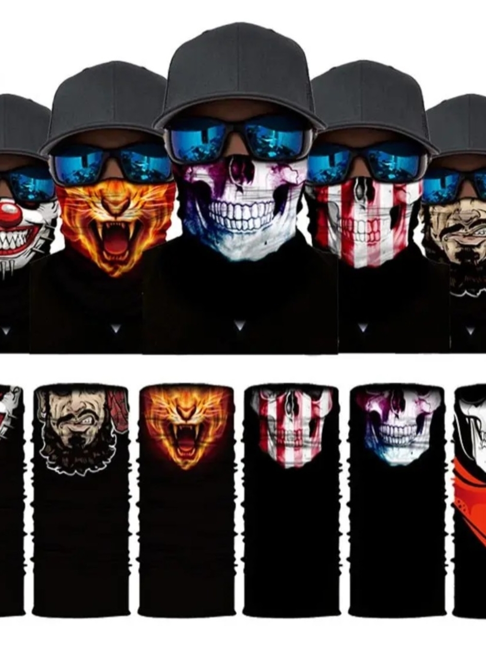 Men's Black Skull & Graphic Neck Gaiter - Versatile Face Cover